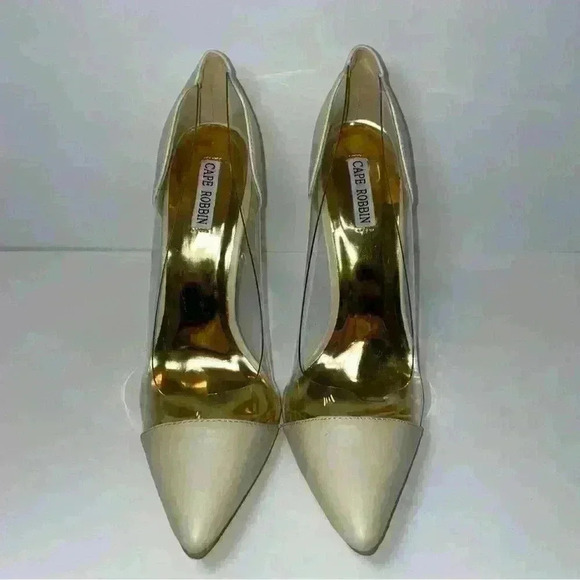 New Cape Robbin with Clear and ivory pointed toe 4.5 Heel Size 9 minor flaws - Picture 2 of 14
